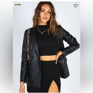 FAUX LEATHER BLAZER - Princess Polly